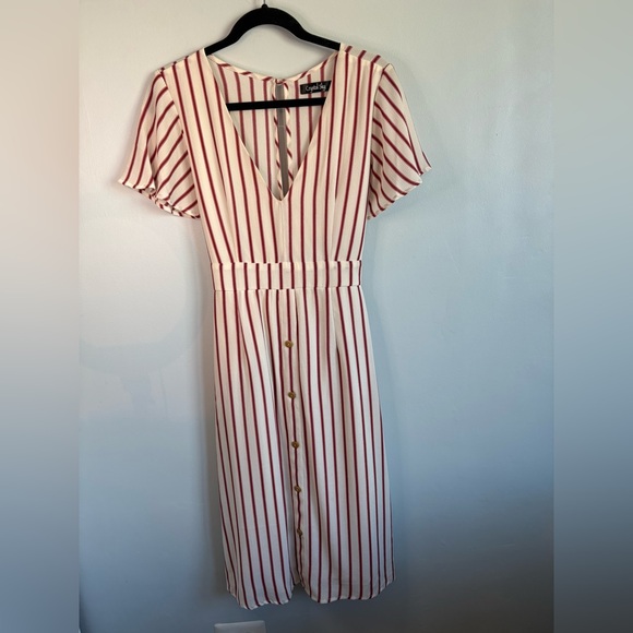 Crystal Sky Dresses & Skirts - Casual Red & White Striped Midi Dress by Cupcakes and Cashmere
